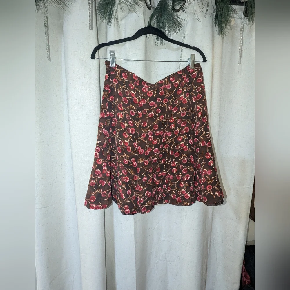 Eddie Bauer Vintage Berry Romantic Academia Skirt With Belt Loops Size 12